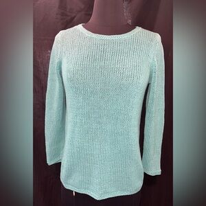 J. McLaughlin Turquoise Crew Neck Knit Sweater